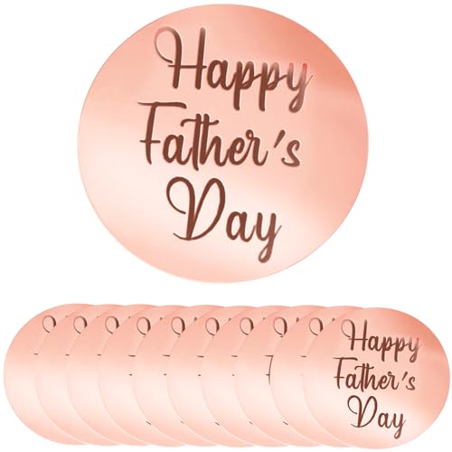 Crethinkaty 10 Stück Happy Father's Day Acryl Cupcake Topper Runde Spiegel Gravur Cake Topper Cupcake Dekorationen für Geburtstag Party (Roségold) von Crethinkaty