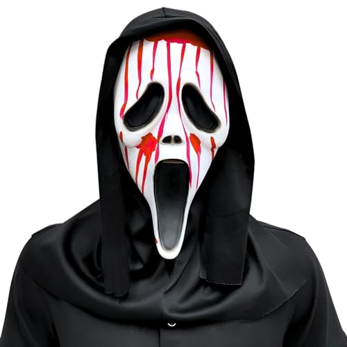 Crethinkaty Halloween Blutende Kopfbedeckung - Erschreckende und realistische Totenkopfmaske für Halloween Cosplay und Kostümpartys von Crethinkaty