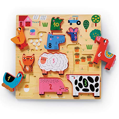 Crocodile Creek 10 Stück Stacking Wood Puzzle/123 Barnyard von Crocodile Creek