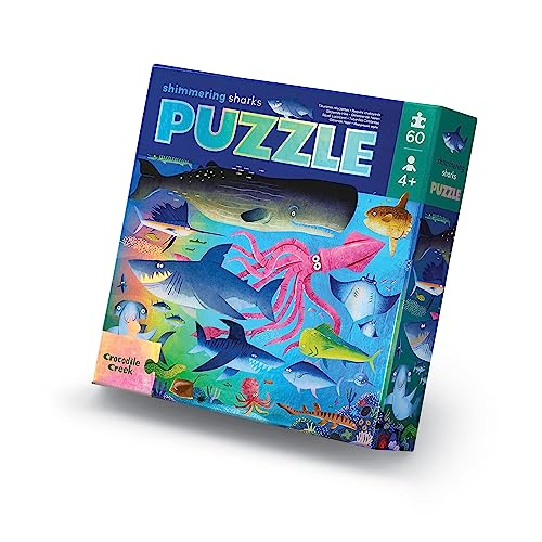 Crocodile Creek 3879055 60 pcs Foil Shimmering Shark New Puzzles, bunt, único von Crocodile Creek