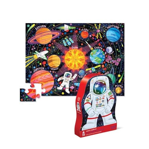 Crocodile Creek 40778 36 pcs Shaped Space Explorer Krokodil Puzzles, bunt von Crocodile Creek