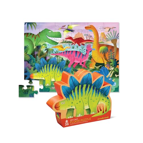 Crocodile Creek - Dino Land – 36-teiliges Bodenpuzzle mit robuster Box zur Aufbewahrung, große 50,8 x 68,6 cm, fertige Größe, entworfen für Kinder ab 3 Jahren von Crocodile Creek