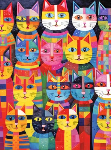 Cross & Glory Puzzles: Rainbow Whiskers - Skurrile Cat 1000 Teile Puzzle für Erwachsene, umweltfreundlich, mit Satin-Finish für reduzierte Blendung von Cross & Glory