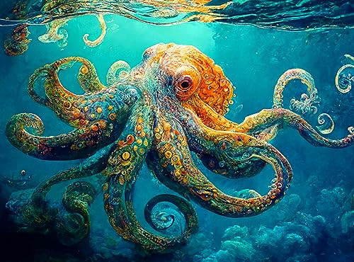 Deep Blue Octopus Odyssey: Premium 1000 Teile Puzzle für Erwachsene - Bestes neues umweltfreundliches Marine Artwork Puzzle - Einzigartiges Gehirn-Teaser, für Puzzle-Enthusiasten von Cross & Glory von Cross & Glory