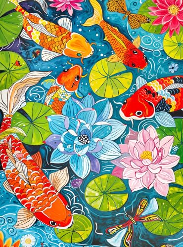 Cross & Glory - Dragonfly Dreams: Koi & Lilies Adventure - 1000 Teile Puzzle für Erwachsene | Einzigartiges Naturthema | Lebendige Kunst von Cross & Glory