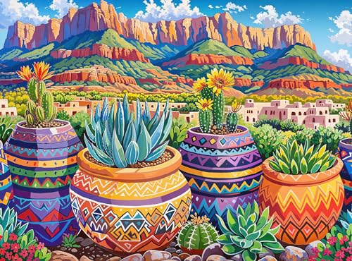 Mesa Verde Succulent Sunset by Cross & Glory - 1000 Teile Puzzle für Erwachsene Puzzles | Lebendige Kakteen & Sukkulenten von Cross & Glory