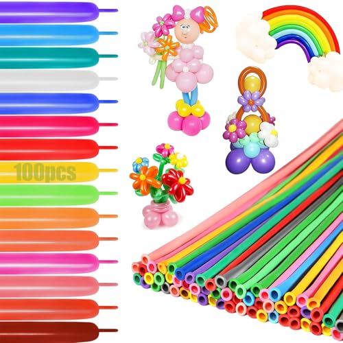 100 Stück Modellier Luftballons, Gemischte Farbe Lange Verdrehen Ballons Modellierballons,Modeling Balloons Long Magic,Bunt Modellierballons Für DIY, Party Dekoration(Zufällige Farbe) von Crrynuo