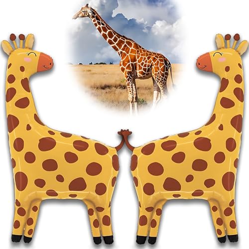 Giraffe Folienballon Tiere Deko Geburtstag, 2 Stk Giraffe Luftballons Dschungel Kindergeburtstag,Kindergeburtstag Mädchen Junge Geschenk Kinder Geburtstag,Safari Tiere Thema Party,luftballons 89cm von Crrynuo