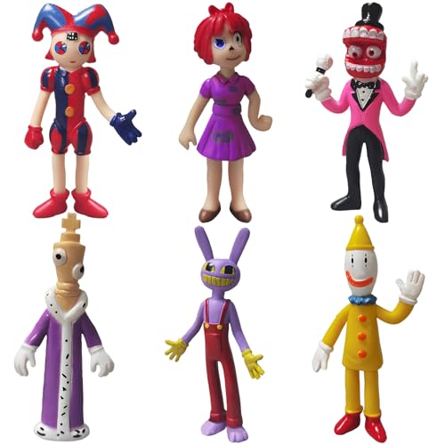 6 pcs Anime Zirkusspielzeug, Zirkusartisten-Actionfiguren, The Amazing Digital Circus Theme Characters PVC, Bastelspielzeug, Geschenke Für Kinder, Jungen Un von Crunier