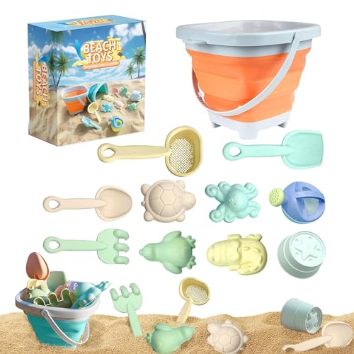 Crusward Sandspielzeug Set, Sandspielzeug Mädchen Junge, Sandkasten Spielzeug Set mit Faltbarer Eimer Kinder Und Sandkasten Strand Spielzeug für Kinder (B) von Crusward