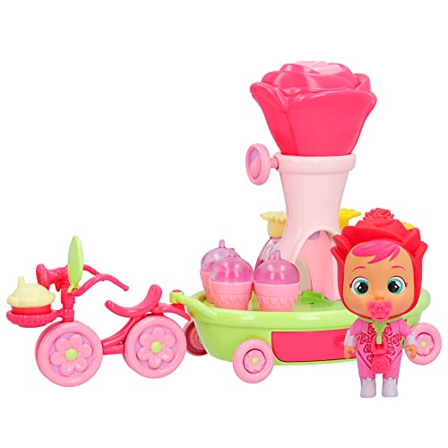 CRY BABIES MAGIC TEARS Happy Flowers - Roses Transportrad I Spielset mit Puppe Rose und 17 Accessoires, um Duft-Designer zu spielen I Für Jungen und Mädchen ab 3 Jahren von Cry Babies