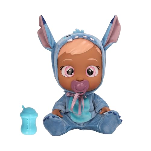 Cry Babies Disney Stitch, Puppe mit ihrem Personalisierten Blauen Pyjama und echten Tränen, Spielzeug für Mädchen und Jungen ab 18 Monaten von Cry Babies