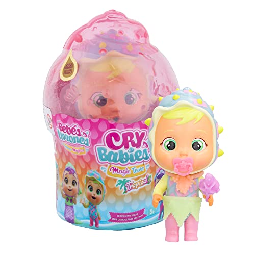 CRY BABIES MAGIC TEARS Tropical Shiny Shells Sandy | Sammelpuppe, die schaumige Tränen weint - mit 8 Accessoires - Spielzeug und Geschenk für Mädchen und Jungen ab 3 Jahren von Cry Babies