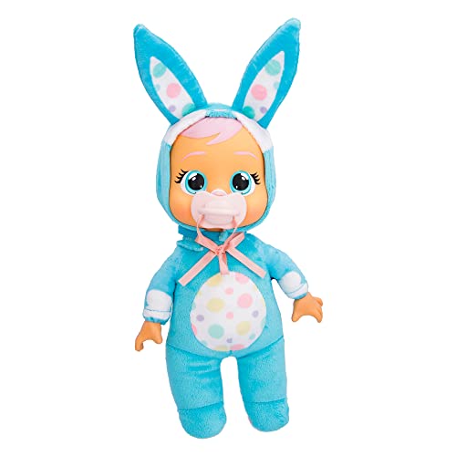 Cry Babies Tiny Cuddles Bunnies Brooks Babypuppe, 22,9 cm, weint echte Tränen, Blauer Hasen-Pyjama von Cry Babies