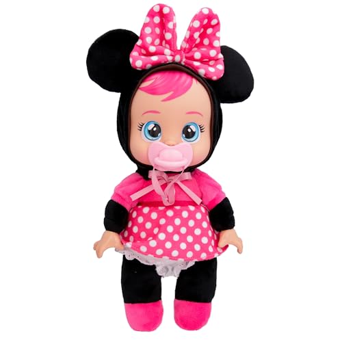 Cry Babies Tiny Cuddles Disney Minnie Mouse, Kuschelig weiche Plüschpuppe, Trägt einen Charakteristischen Disney-Pyjama, Die echte Tränen weint, Spielzeug und Geschenk für Kinder ab 18 Monaten von Cry Babies