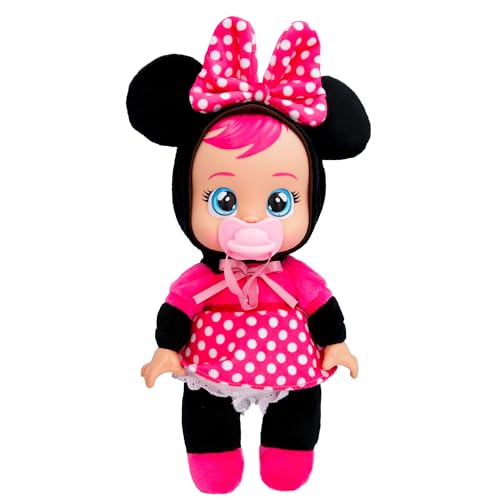 Cry Babies Tiny Cuddles Disney Minnie Mouse, Kuschelig weiche Plüschpuppe, Trägt einen Charakteristischen Disney-Pyjama, Die echte Tränen weint, Spielzeug und Geschenk für Kinder ab 18 Monaten von Cry Babies