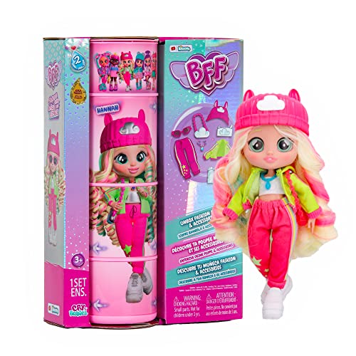 BFF by Cry Babies S2 Hannah Modepuppe mit Langen Haaren, Stoffkleidung und 10 Accessoires – Spielzeuggeschenk für Mädchen und Jungen + 5 Jahre von Cry Babies