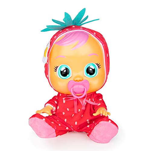 CRY BABIES Tutti Frutti Ella - Interaktive Puppe mit Erdbeerduft, echten Kullertränen und Babygeräusche - Geschenke & Spielzeug für Mädchen & Jungen Funktionpuppe ab 2 Jahre von Cry Babies