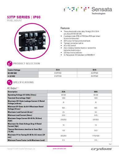 Crydom Halbleiterrelais A53TP25D-10 1St. von Crydom