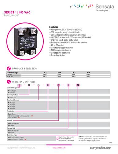 Crydom Halbleiterrelais D4825-10 1St. von Crydom