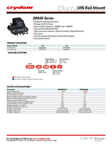 Crydom Halbleiterrelais DRA4D100D12 von Crydom