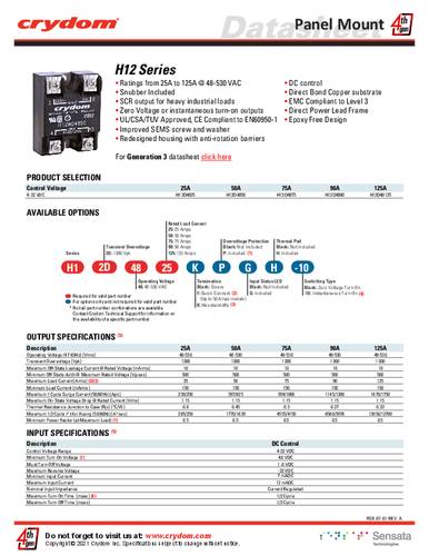 Crydom Halbleiterrelais H12D4850PG 1St. von Crydom