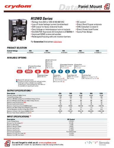 Crydom Halbleiterrelais H12WD48125G 1St. von Crydom