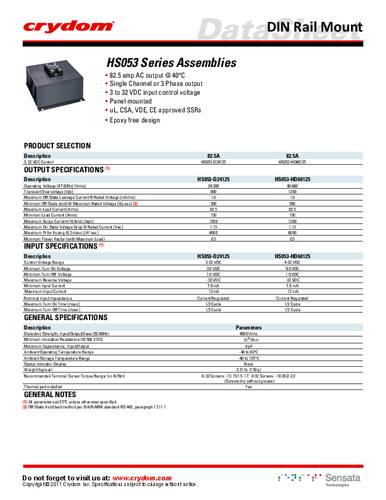 Crydom Halbleiterrelais HS053-D53TP50D von Crydom