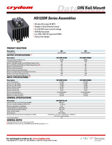 Crydom Halbleiterrelais HS122DR-HD6050 1St. von Crydom