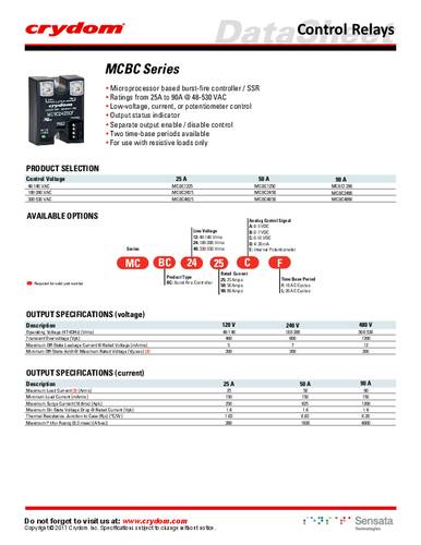 Crydom Halbleiterrelais MCBC4890CF von Crydom