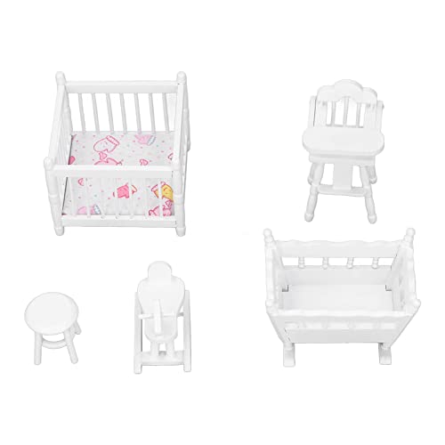 Cryfokt Dollhouse Kindergartenmöbel, 1:12 Skala Holzpuppenhausmöbel Weiße Farbe Krippe Bassinet Stuhl Hobbyhorse Runde Hocker Premium Wood für Puppenhaus Cryfokt Dollhouse Kindergartenmöbel, 1:12 Skala Holzpuppenhausmöbel Weiße Farbe Krippe Bassinet Stuhl Hobbyhorse Runde Hocker Premium Wood für Puppenhaus von Cryfokt