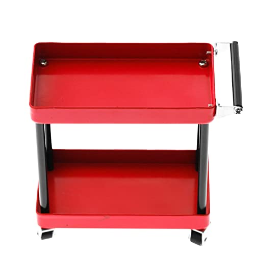 Cryfokt RC Service Cart, RC Tools Storage Rack Metal RC Tools Trolley, RC Model Car Accessories for 1/8 1/10 1/12 1/16 Scale RC Car (Red) von Cryfokt