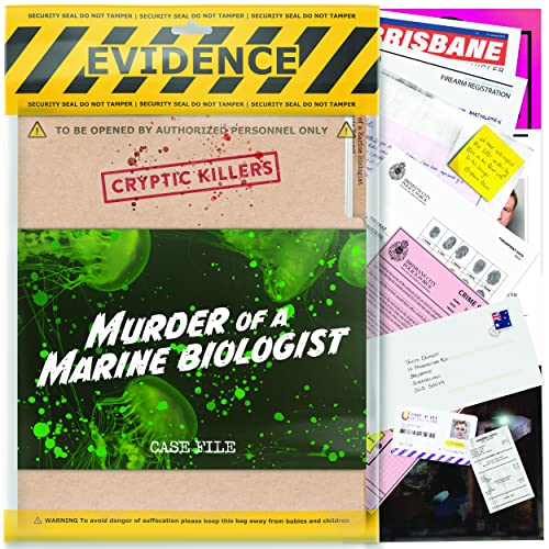 Ungelöstes Mord-Mystery-Spiel,Cold Case Files Investigation,Cryptic Killers,Detektiv-Hinweise,Beweise,Lösen Sie das Verbrechen, Verabredungen & Partygruppen,Mord of a Marine Biologist von Cryptic Killers