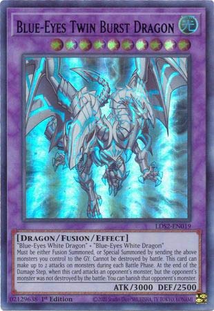 Blue-Eyes Twin Burst Dragon (blau) - LDS2-EN019 - Ultra Rare - 1. Auflage von CrystalCommerce