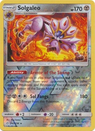 Solgaleo - 142/236 - Holo Rare - Reverse Holo - Cosmic Eclipse von Crystalcommerce