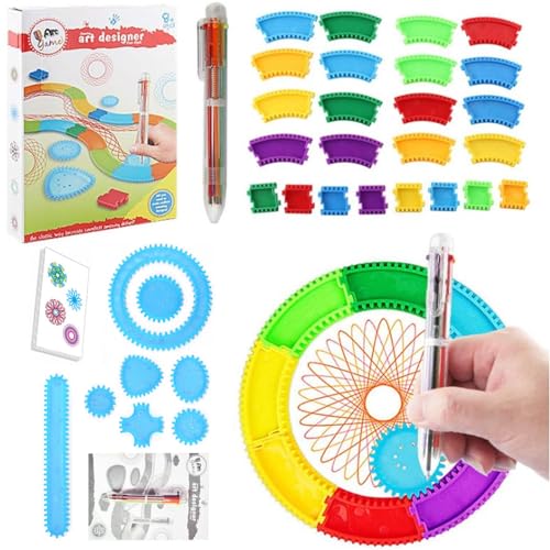 1 Set Circles Schablone Kreative Kinder Malerei Kreise Maker Set Multifunktional Spin Art Lineal Set tragbare Kunststoffkreise Vorlage zum Zeichnen der Schüler geometrische Spiralschreibungswerkzeug von Csafyrt