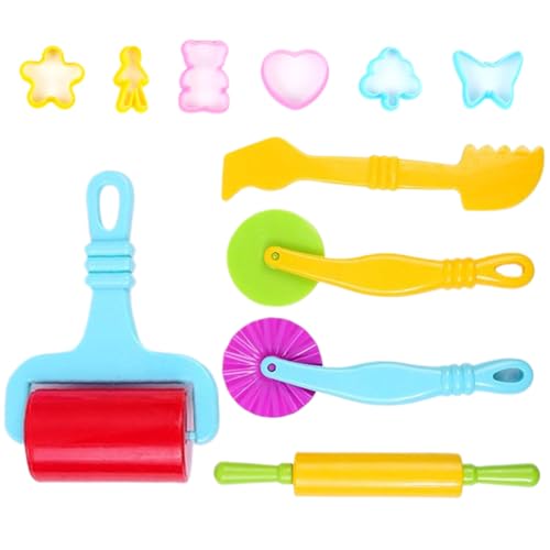 1 Set Playdough Tools PP Plastic Play -Tass -Zubehör wiederverwendbare Skulptionswerkzeuge zum Rollen von Schimmelpilz und Abflachung von Playdough -Sets für Kinder für Töpferwaren und Teig (11pcs) von Csafyrt