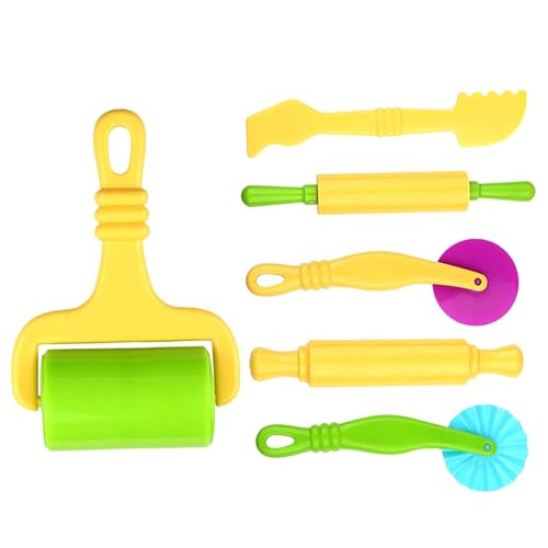 1 Set Playdough Tools PP Plastic Play -Tass -Zubehör wiederverwendbare Skulptionswerkzeuge zum Rollen von Schimmelpilz und Abflachung von Playdough -Sets für Kinder für Töpferwaren und Teig (6pcs) von Csafyrt