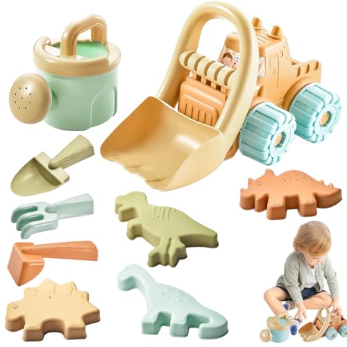 10 PCs/Set Beach Toys BPA-freies farbenfrohes Kleinkind-Strandspielzeug mit Mesh-Tasche enthalten Shovel Bulldozer Tierdinosaurier und Wässerung von Formen für Kinder und Kleinkinder Strandspielspiel von Csafyrt