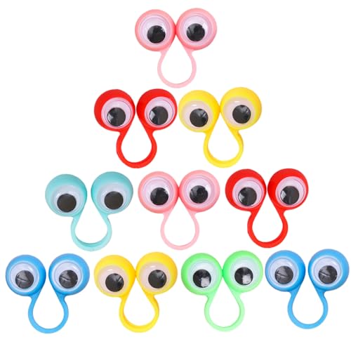 Csafyrt 10pcs Augapfel Ring Augapfel Finger Puppenspielzeug Set Eye Wiggly Finger Plastik Puppenspiel Auge auf Ringe für Kinderparty Gefälligkeiten für Jungen Mädchen von Csafyrt