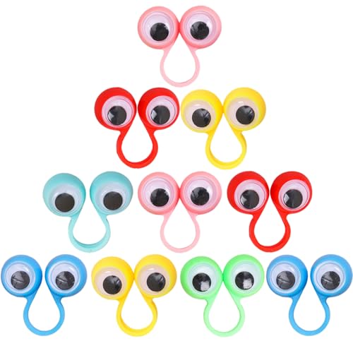 10pcs Augapfel Ring Augapfel Finger Puppenspielzeug Set Eye Wiggly Finger Plastik Puppenspiel Auge auf Ringe für Kinderparty Gefälligkeiten für Jungen Mädchen von Csafyrt