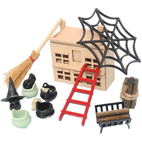 15pcs/Set Halloween Miniatures Kit Horror Puppenhaus DIY Halloween Bastelmittel Mini Halloween Dorf Accessoires für Innenhöfe Fischtanks Kristallkugeln von Csafyrt