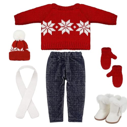 18 Zoll Puppenkleidung süße gestrickte amerikanische Puppenkleidung Weihnachten Winter -Outfit inklusive Schuhe Pullover Hosen Huthandschuhe und Schals für Weihnachtsdekoration Geschenke Stil 1 von Csafyrt