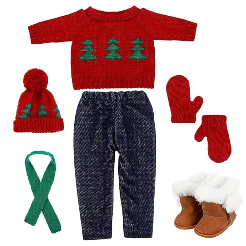 18 Zoll Puppenkleidung süße gestrickte amerikanische Puppenkleidung Weihnachten Winter -Outfit inklusive Schuhe Pullover Hosen Huthandschuhe und Schals für Weihnachtsdekoration Geschenke Stil 3 von Csafyrt