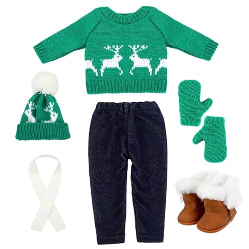 18 Zoll Puppenkleidung süße gestrickte amerikanische Puppenkleidung Weihnachten Winter -Outfit inklusive Schuhe Pullover Hosen Huthandschuhe und Schals für Weihnachtsdekoration Geschenke Style 2 von Csafyrt