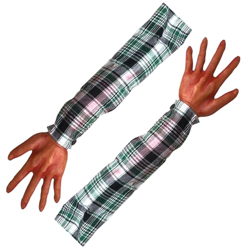 2pcs Halloween Hände 22 Zoll abgetrennten falschen Arm mit karierte Stoffhülle weiche realistische Halloween -Körperteile Scary Halloween Requisiten für Spukhaus Halloween Kostüm Party Dekor Style 2 von Csafyrt