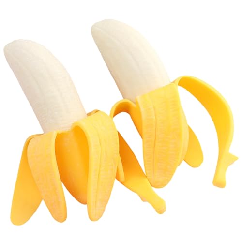 Csafyrt 2pcs Spielzeug Dehnbare weiche Plastikbananensimulation Bananenstress Spielzeug Stressabbau gefälschter Bananenspielzeug für Erwachsene Kinder von Csafyrt