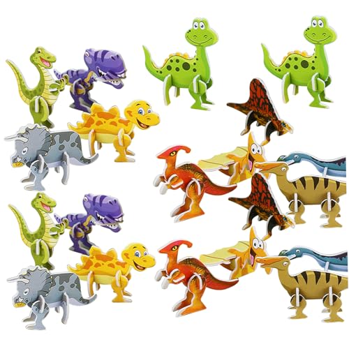 3D-Rätsel für Kinder 50pcs Tier thematisch lehrreich niedliche Cartoon 3D Jigsaw Puzzle Lebendige DIY praktische Entwicklung von Entwicklungskindspielzeuggeburtstag Geschenken, Dinosaurier, Dinosauri von Csafyrt