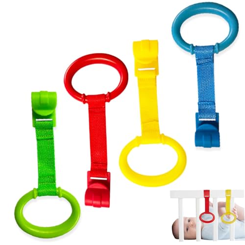 4pcs Baby Pull -Up Ringe 4 Farben Safe Playpen -Up -Ringe Leichte Plastikspielstift Pull -Up -Ringe für Spielstift Baby Spielzeuggurt Krippenzubehör Accessoires von Csafyrt