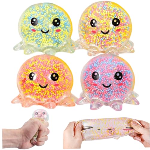 4pcs Oktopus Spielzeug Mini Squishies für Erwachsene Weiche Plastik-Stressspielzeug Angstlinderung Stressspielzeug leuchten im Dunk von Csafyrt